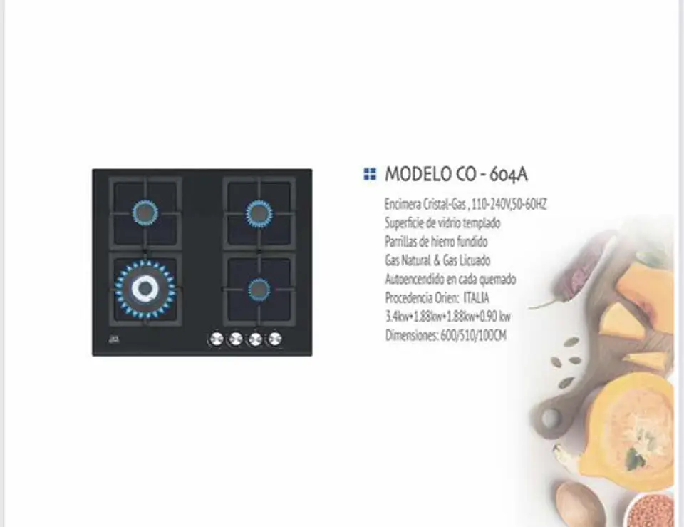 Encimera 4 Platos A Gas Licuado O Gas Natural Ika 4