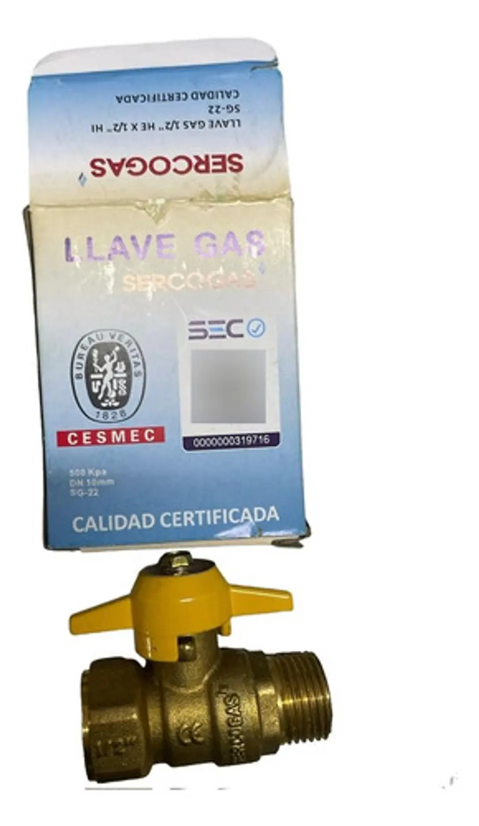 Llave De Paso Gas 1/2 X 1/2 Hi He Certificada Sercogas 2