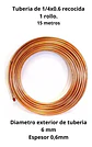 Cañeria O Tuberia De Cobre Recocida Flexible 1/4 15 Mts - Miniatura 2