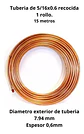 Cañeria O Tuberia De Cobre Recocida Flexible 5/16 15 Mts - Miniatura 2