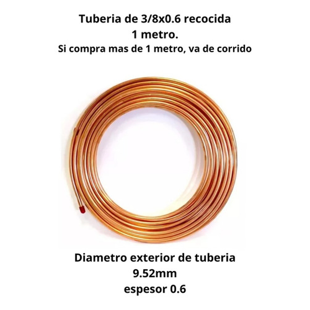 Tuberia De Cobre O Cañeria Recocida Flexible 3/8 1 Mt 2