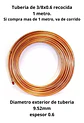 Tuberia De Cobre O Cañeria Recocida Flexible 3/8 1 Mt - Miniatura 2