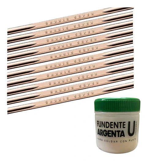 Soldaduras Super Harris Pack 10 Unidades + Fundente De 50 Gr