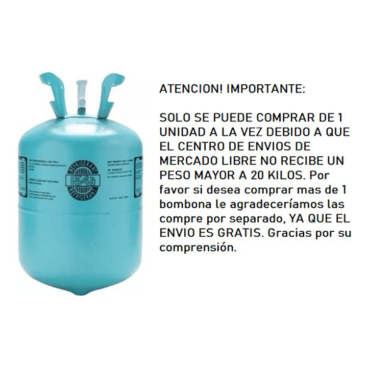Bombona Refrigerante R134 De 13.6 Kg 2
