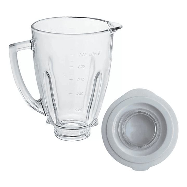 Vaso De Vidrio Redondo Con Tapa Para Juguera Oster 1