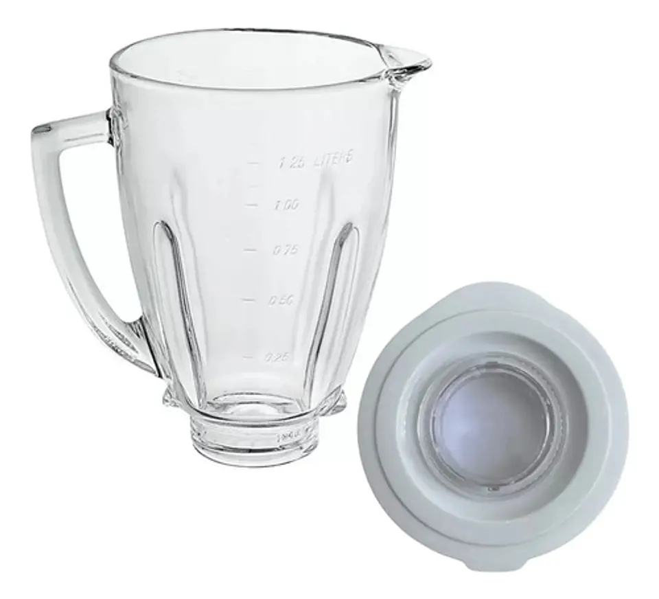 Vaso De Vidrio Redondo Con Tapa Para Juguera Oster 1