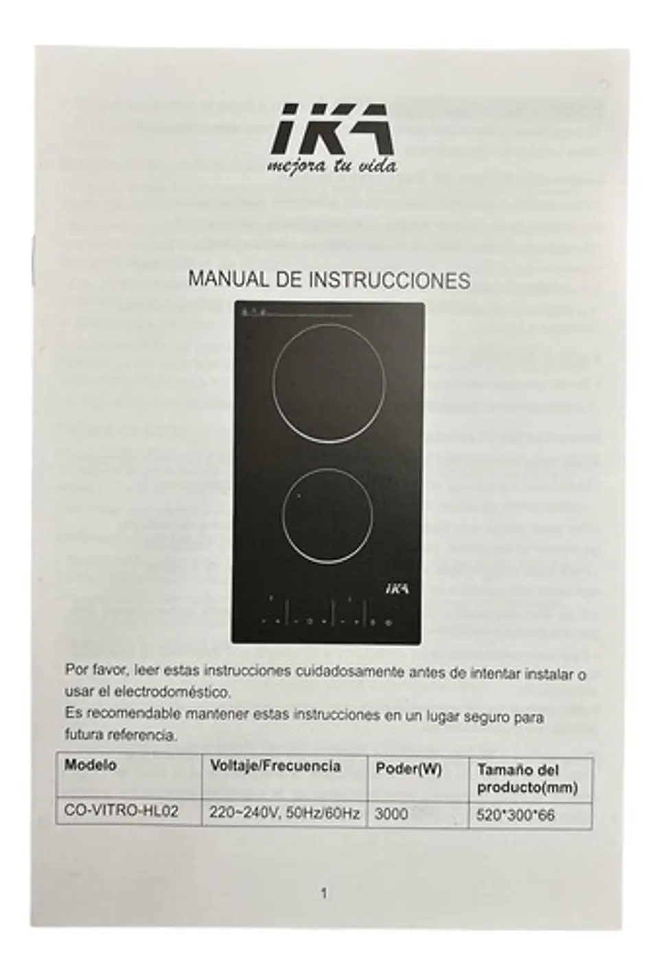Encimera 2 Platos Electrica Sobremesa/ Empotrar Ika 6