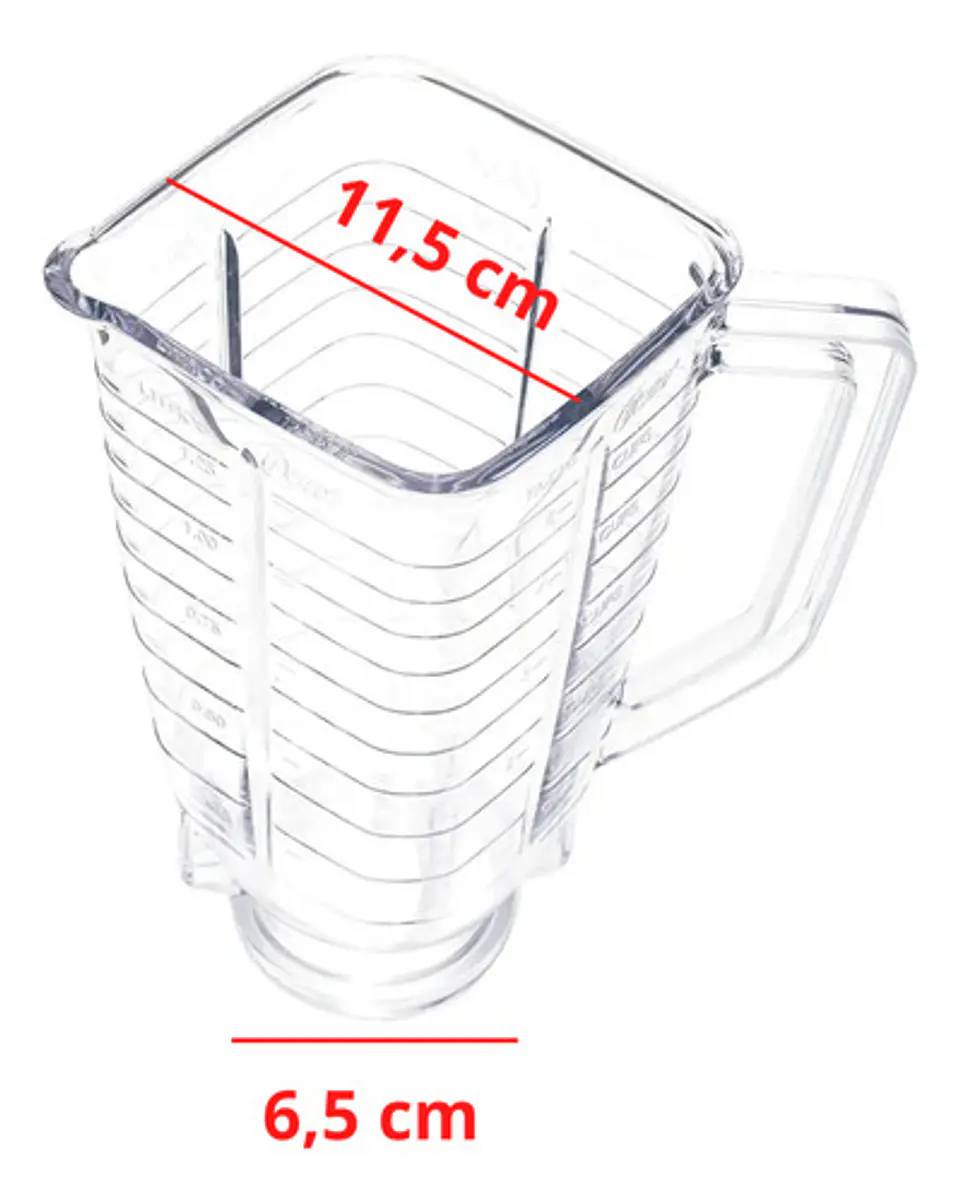 Vaso Plastico Cuadrado Con Tapa Para Licuadora Oster 1.25 2