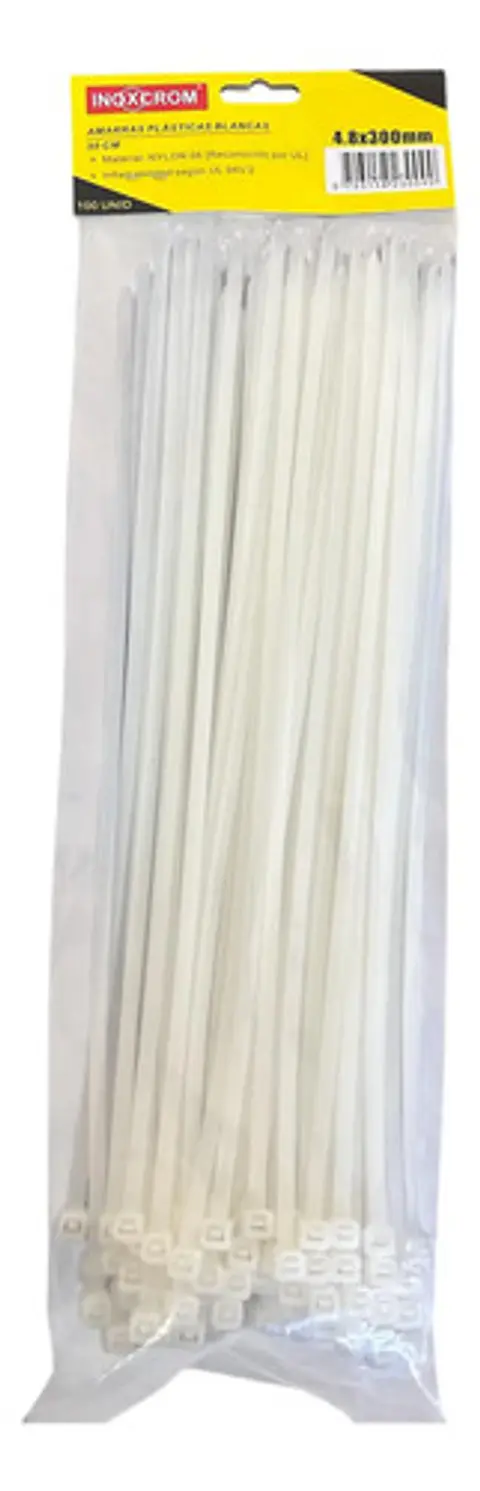 Amarras Plasticas Inoxcrom 30 Cm Bolsa De 100 Amarras Blanca