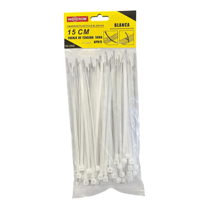 Amarras Plasticas Inoxcrom 15 Cm Bolsa De 100 Amarras Blanca 1