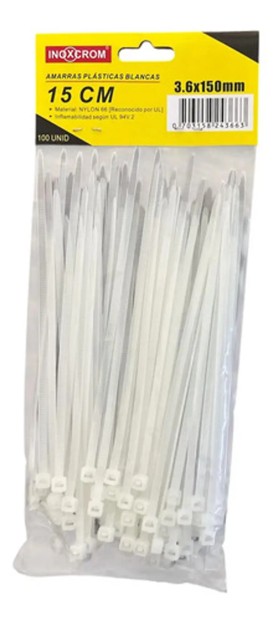 Amarras Plasticas Inoxcrom 15 Cm Bolsa De 100 Amarras Blanca 2