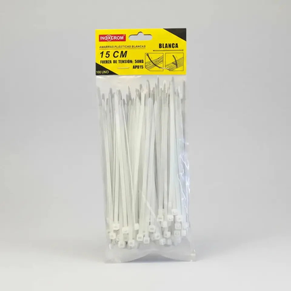 Amarras Plasticas Inoxcrom 15 Cm Bolsa De 100 Amarras Blanca 5
