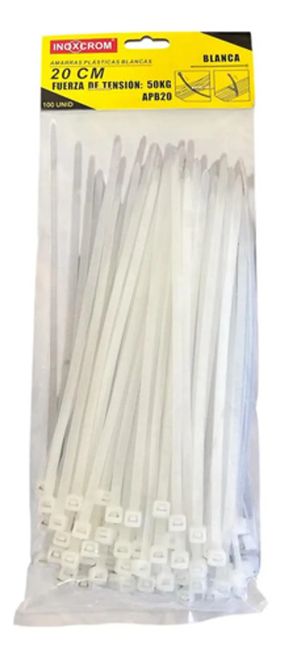Amarras Plasticas Inoxcrom 20 Cm Bolsa De 100 Amarras Blanca 2