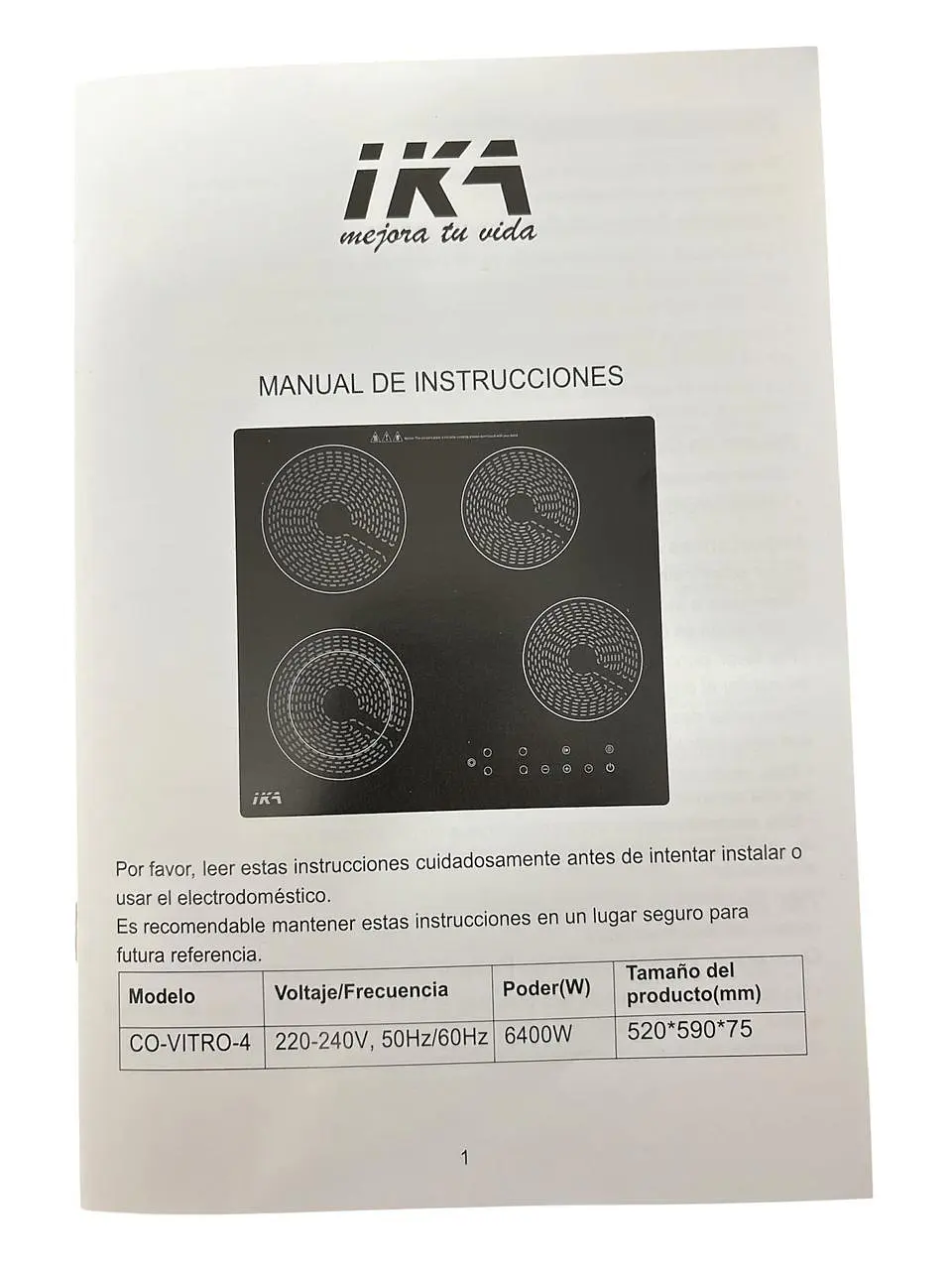 Encimera Electrica 4 Platos Vitroceramica Ika 5