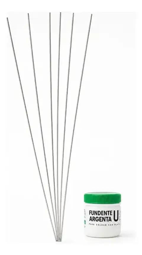 Pack De 5 Soldaduras De Plata Al 15% (60 Cm)  + Fundente 50g