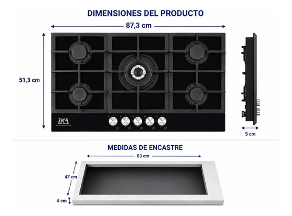 Encimera A Gas De 5 Platos Vidrio Templado Ika 3