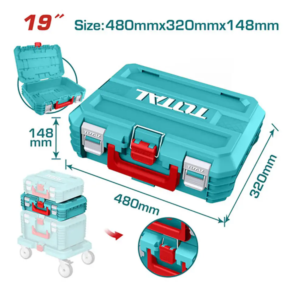 Caja Maleta De Herramientas 19 Pulgadas Apilable Total Unid 2