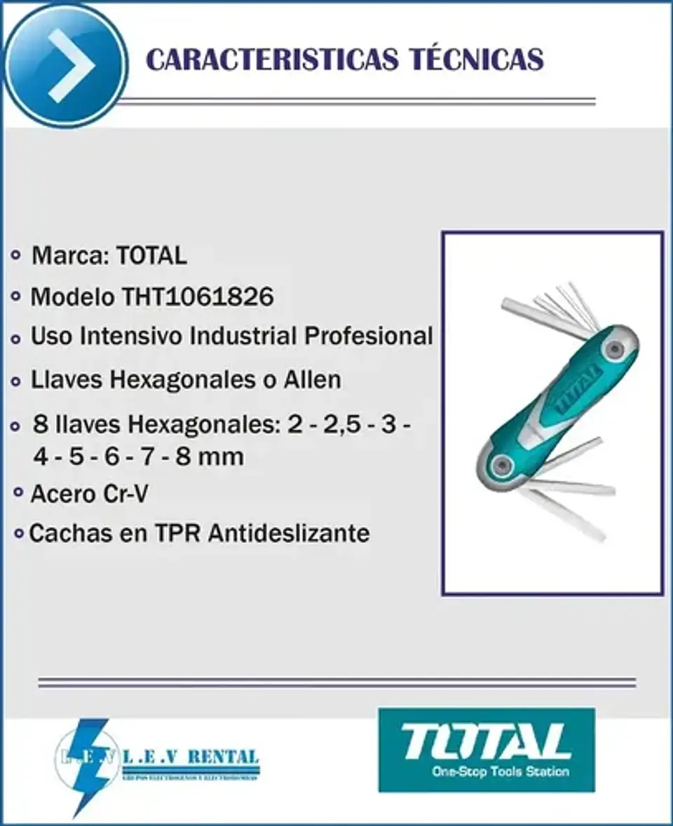 Juego Llaves Allen Hexagonales Industrial Total 2-8mm 4