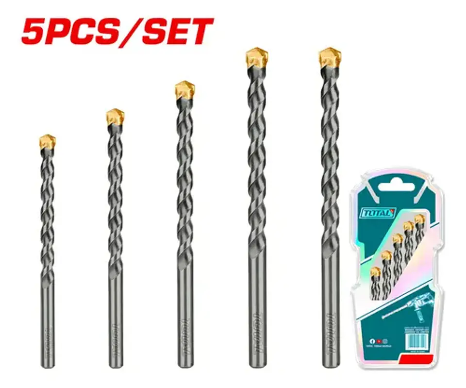Kit Set Juego Brocas Para Concreto 5 Piezas Total Tacsd5055 2