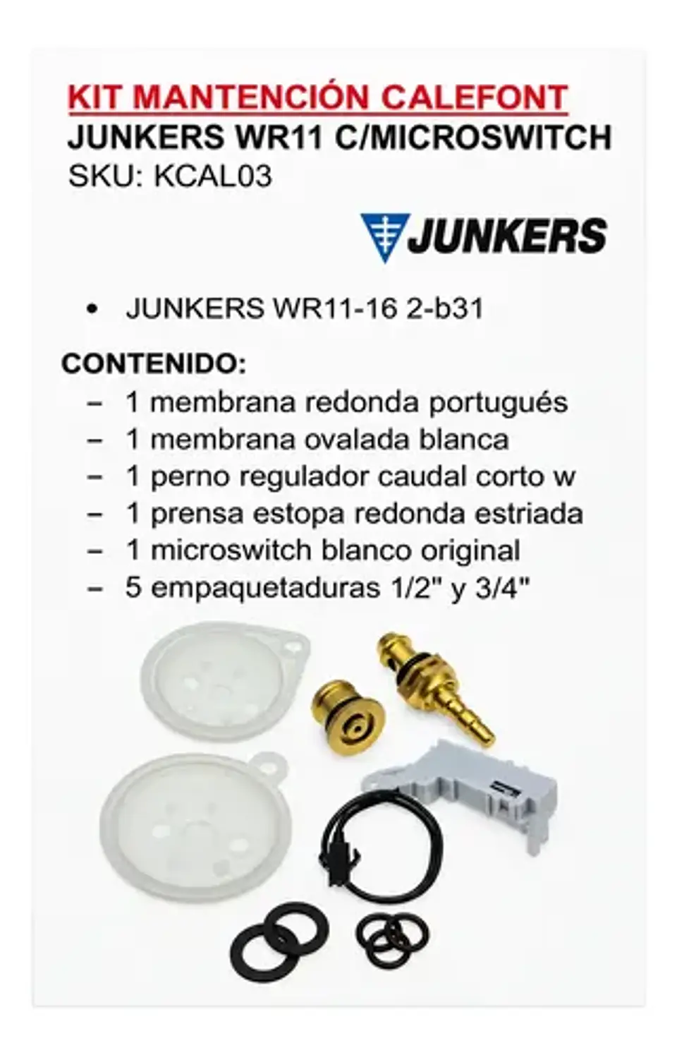 Kit Mantención Para Calefont Junkers Wr11-16 Con Microswitch 2