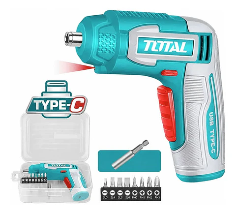 Atornillador Inalámbrico Total 4v 4nm Con Brocas Cr-v