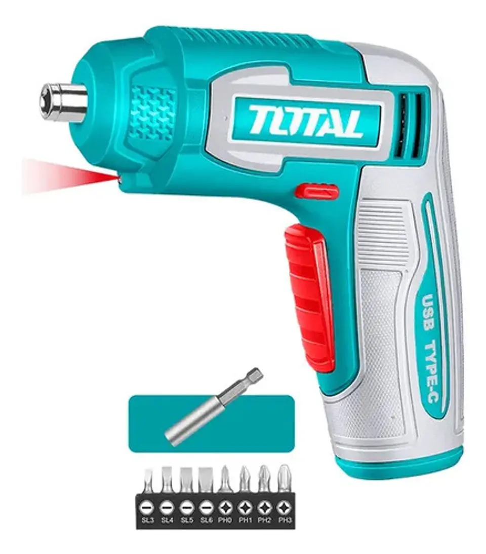 Atornillador Inalámbrico Total 4v 4nm Con Brocas Cr-v 2