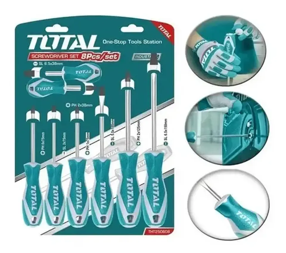 Kit De 8 Destornilladores Industrial Total Tht250608 1