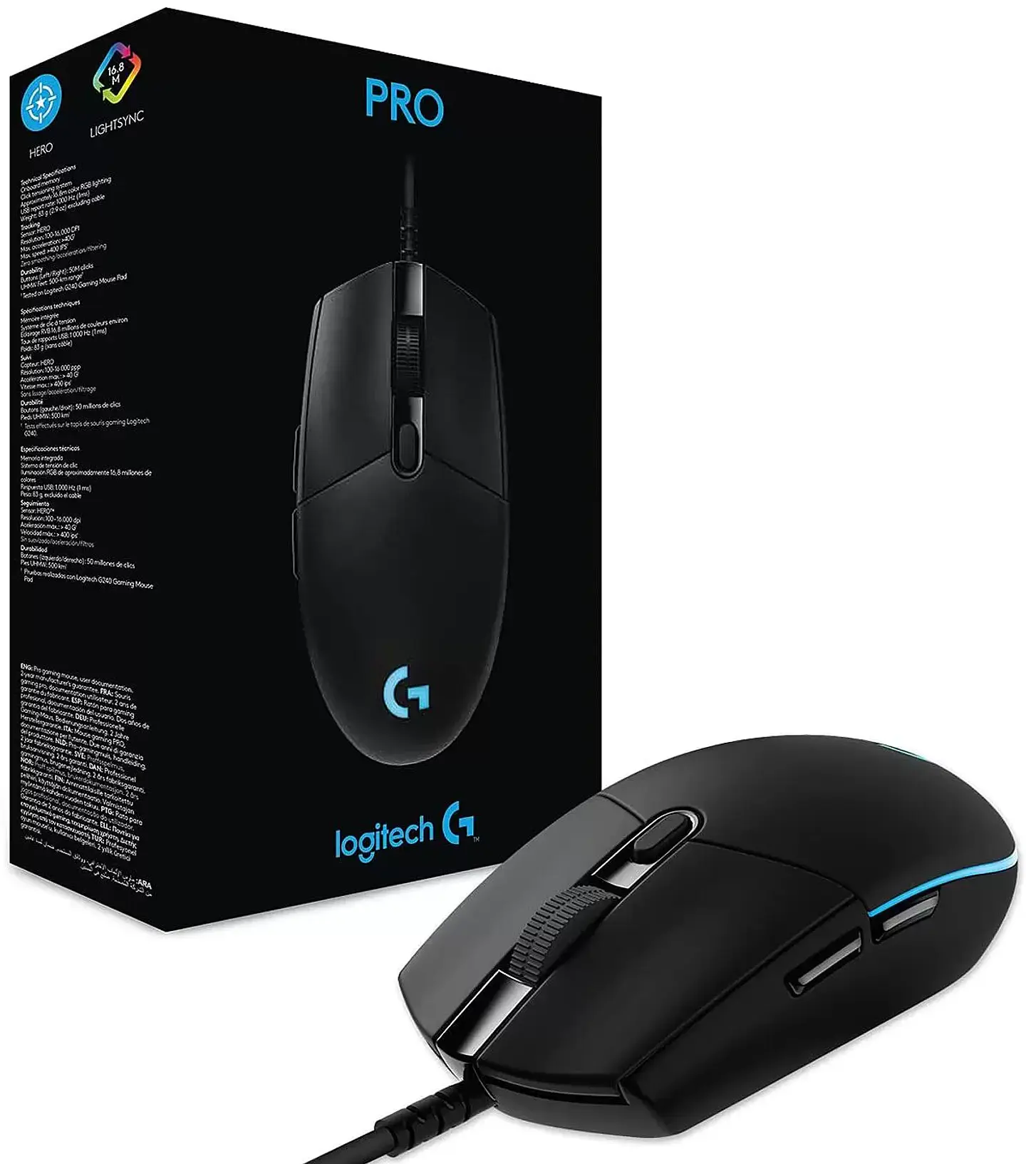 Mouse Gamer USB Logitech Serie G Pro Hero 16K Negro 4