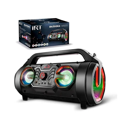 Parlante Portátil Bazuca IRT Bluetooth FM LED con Micrófono 30W