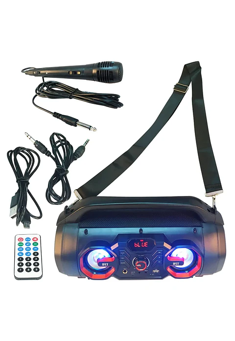 Parlante Portátil Bazuca IRT Bluetooth FM LED con Micrófono 30W