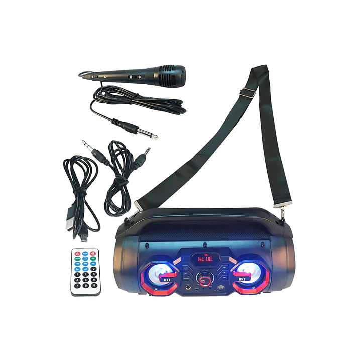 Parlante Portátil Bazuca IRT Bluetooth FM LED con Micrófono 30W 2