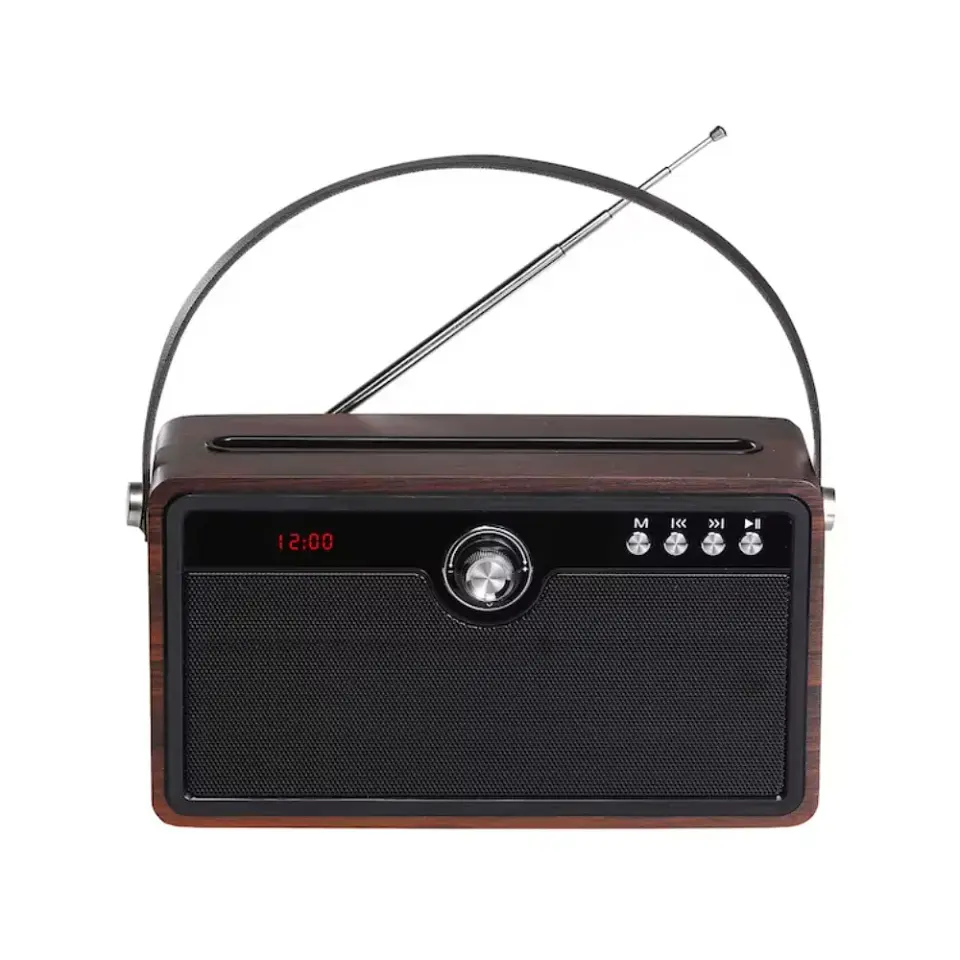 Parlante Portátil Recargable Bluetooth Tipo Retro Madera Audiolab BT9819 1