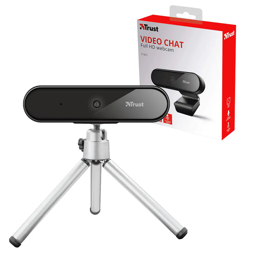 Web Cam Full HD con Auto Focus + Trípode Trust Tyro 3