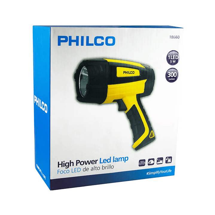 Linterna Recargable 5W 300 Lumens Philco 19GEP18660 5