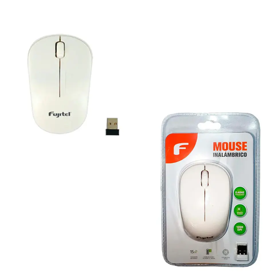 Mouse Inalámbrico 1200 DPI Fujitel Blanco 3