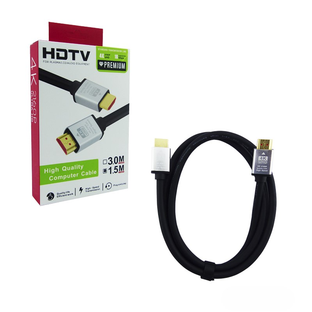 Cable HDMI Premium 2.0 UHD 4K 1.5Mts 3