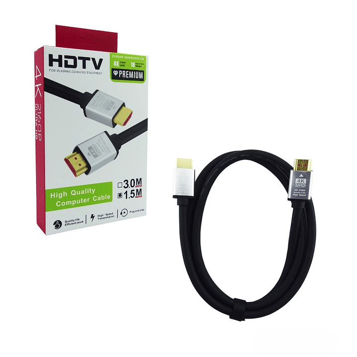 Cable HDMI Premium 2.0 UHD 4K 1.5Mts 3