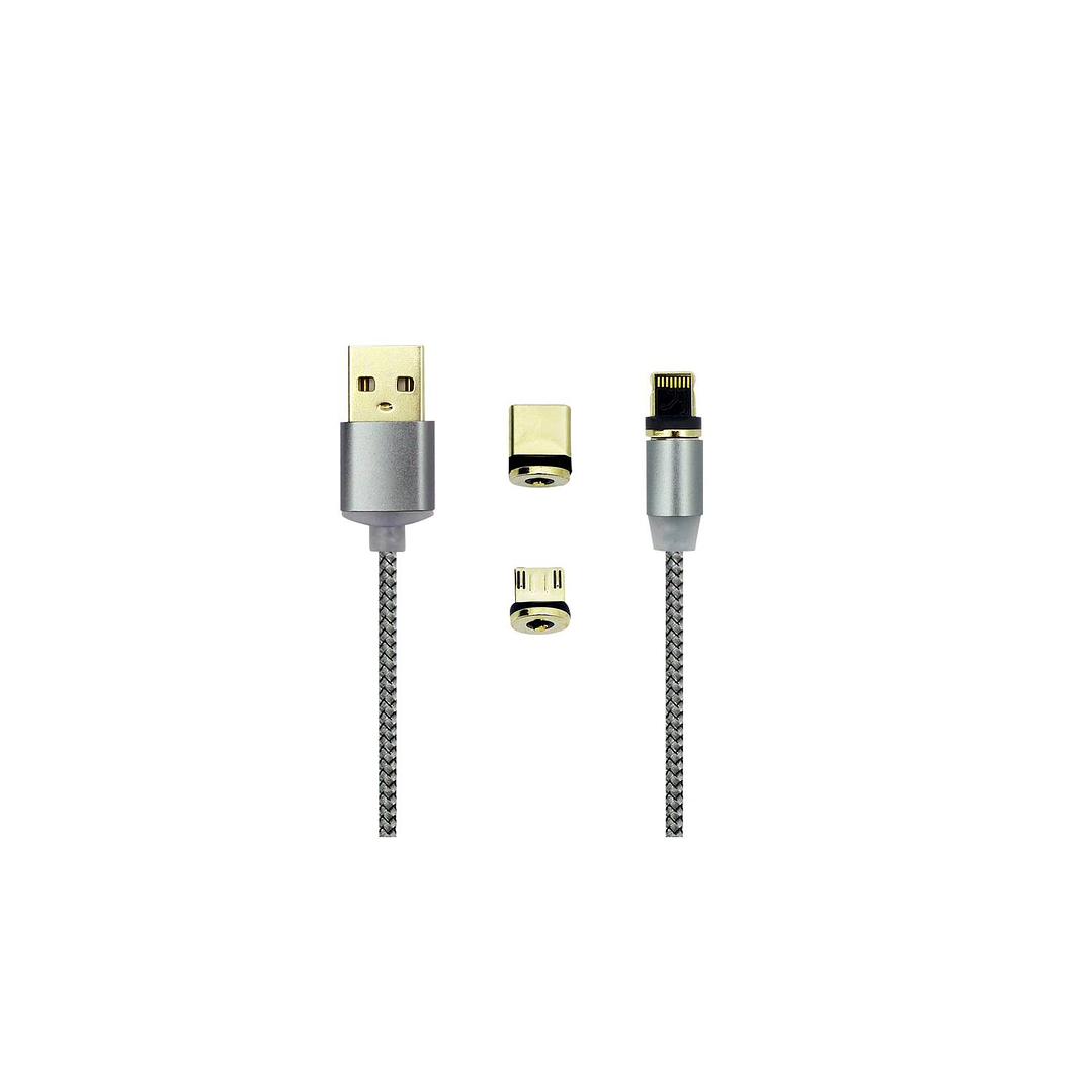 Cable de Carga Magnético 3 en 1 Micro-Lightning-Tipo C 2.1A 3