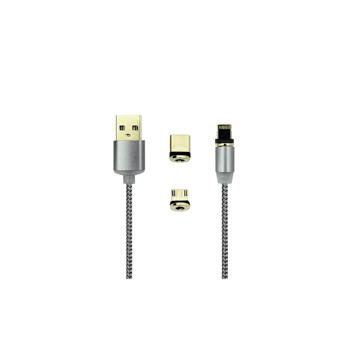 Cable de Carga Magnético 3 en 1 Micro-Lightning-Tipo C 2.1A 3
