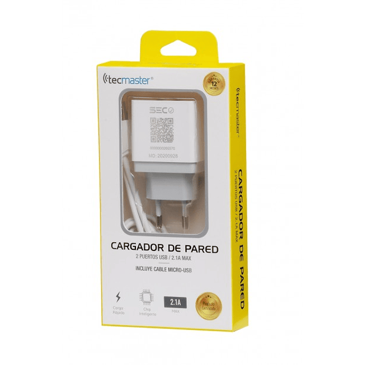 Cargador de Pared con Cable Micro USB Tecmaster TM-CH-WU2 3