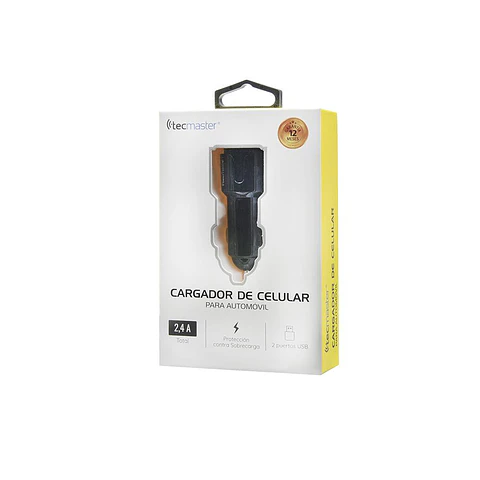 Cargador de Celular para Vehículo 12/24V 2 Salidas USB 2.4A Tecmaster TM-200507