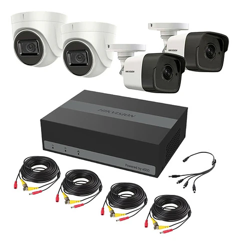 Kit Camaras De Seguridad + Dvr 4ch Hikvision 300gb Ssd