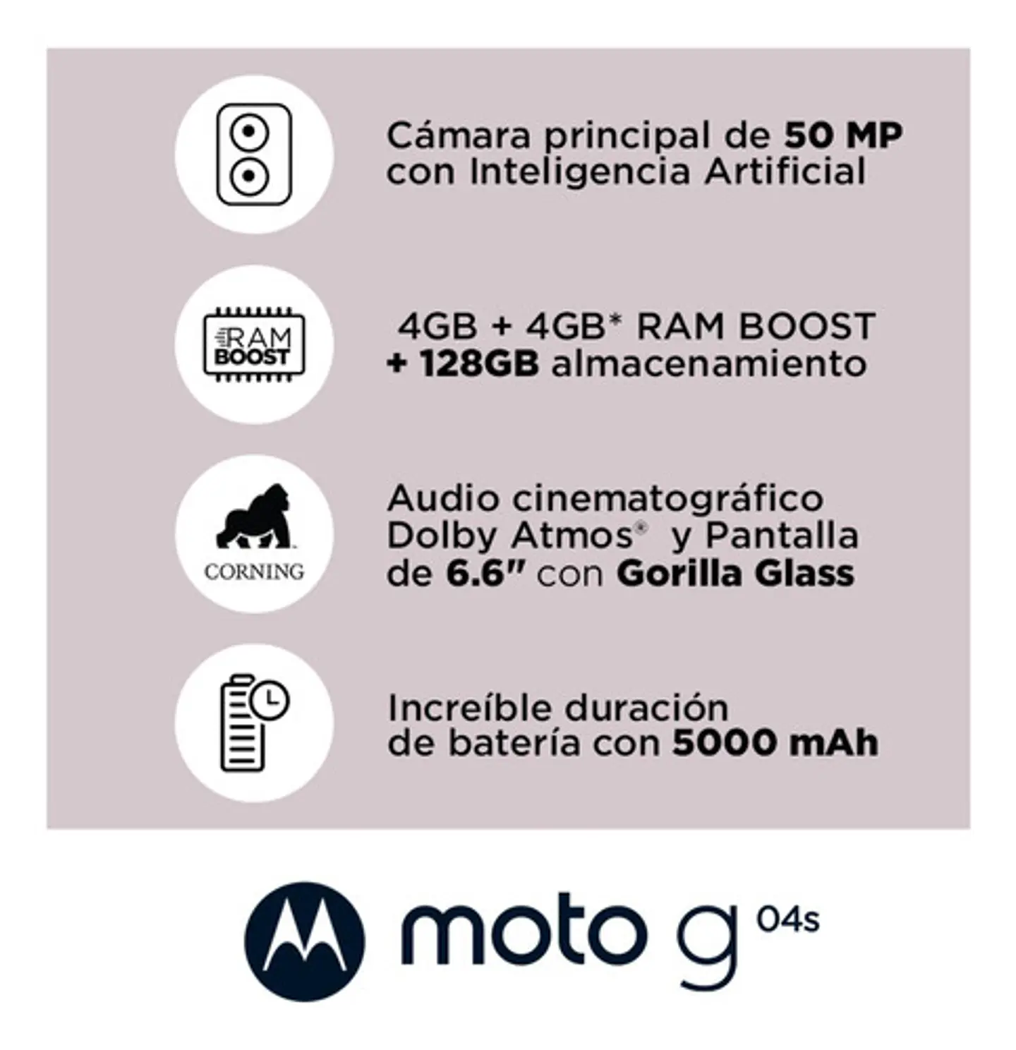 Celular Motorola G04s 4Gb + 128Gb Negro 5