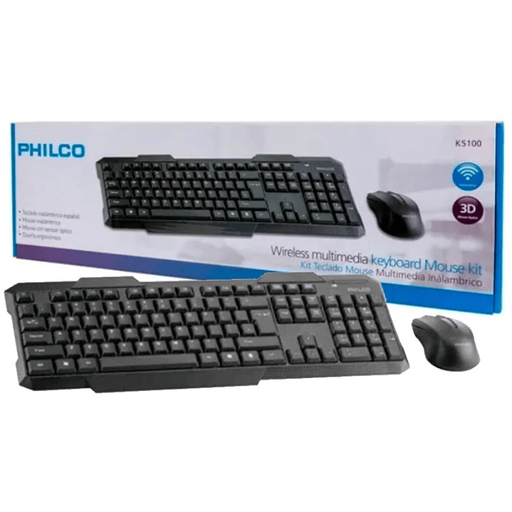 Combo Teclado Y Mouse Inalámbrico Philco 1600 Dpi K5204 105  3