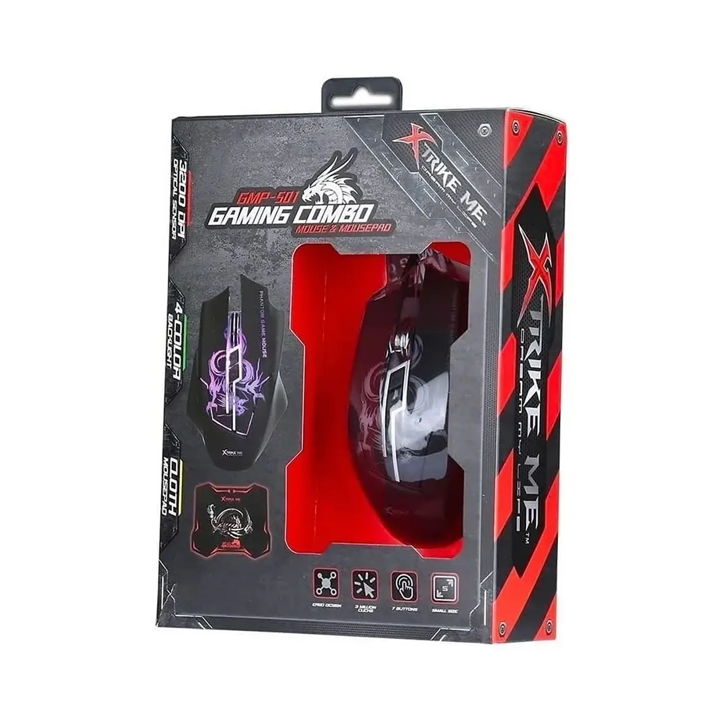 Kit Gamer Xtrike Me Mouse USB 3200 DPI + Pad Mouse GMP-501 4