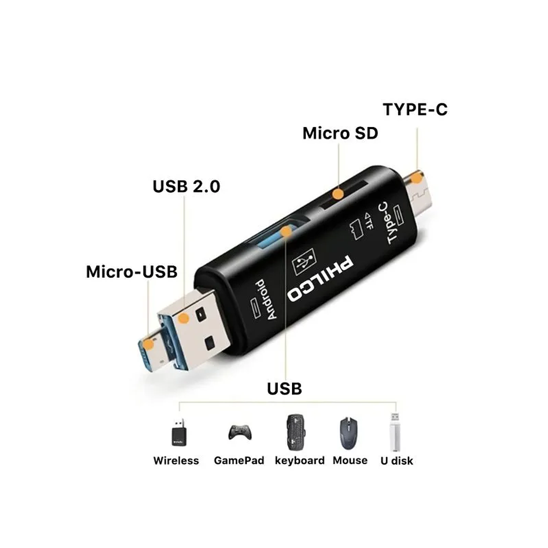 Adaptador OTG con Lector Micro SD 3 en 1 Philco 79144 3