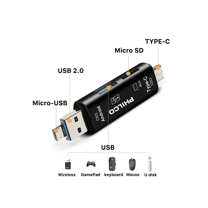Adaptador OTG con Lector Micro SD 3 en 1 Philco 79144 3
