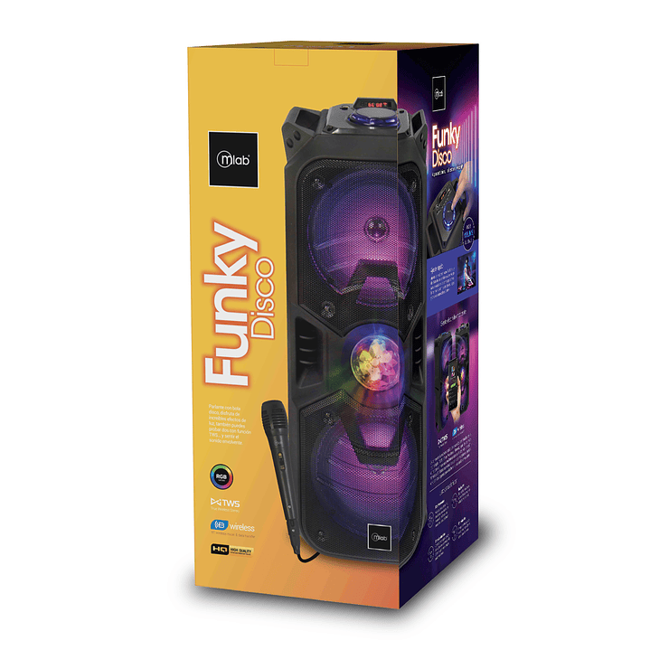 Parlante BT Karaoke con Micrófono y Control Funky Disco Mlab 4