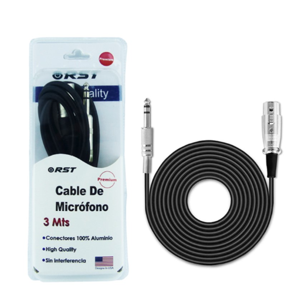 Cable Canon para Microfono XLR a Plug 6.3mm 3Mts RST 3