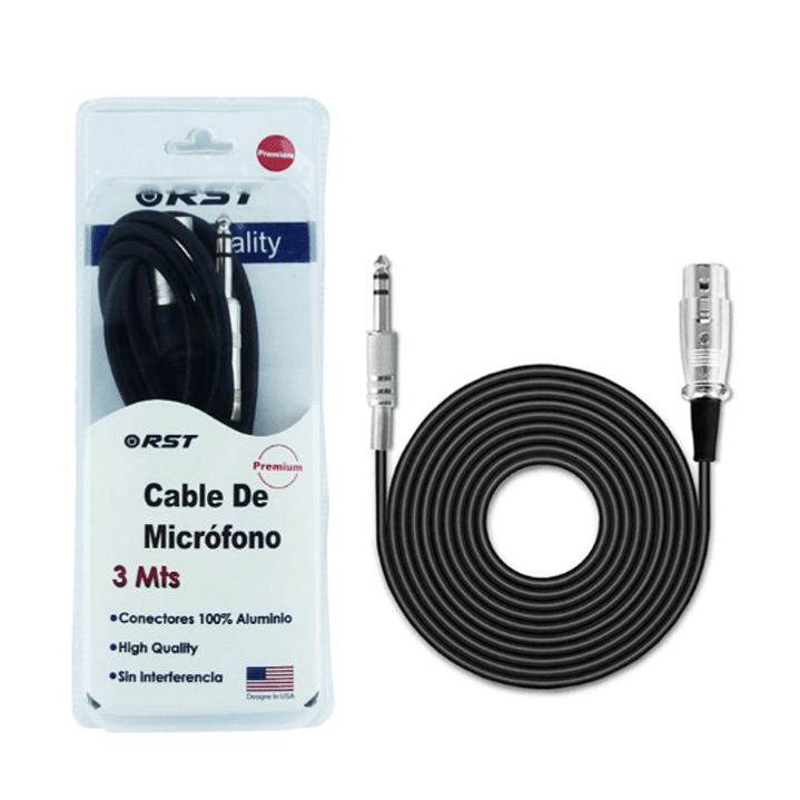 Cable Canon para Microfono XLR a Plug 6.3mm 3Mts RST 3